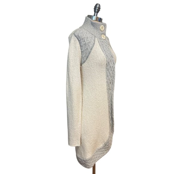 Prana Cardigan Sweater Angelica Cable Knit Gray Wool Mohair Bland Trim Small - Picture 3 of 6